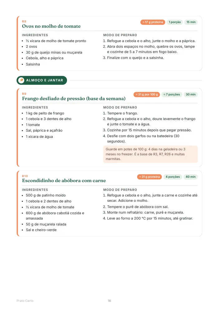 Página 16: receitas